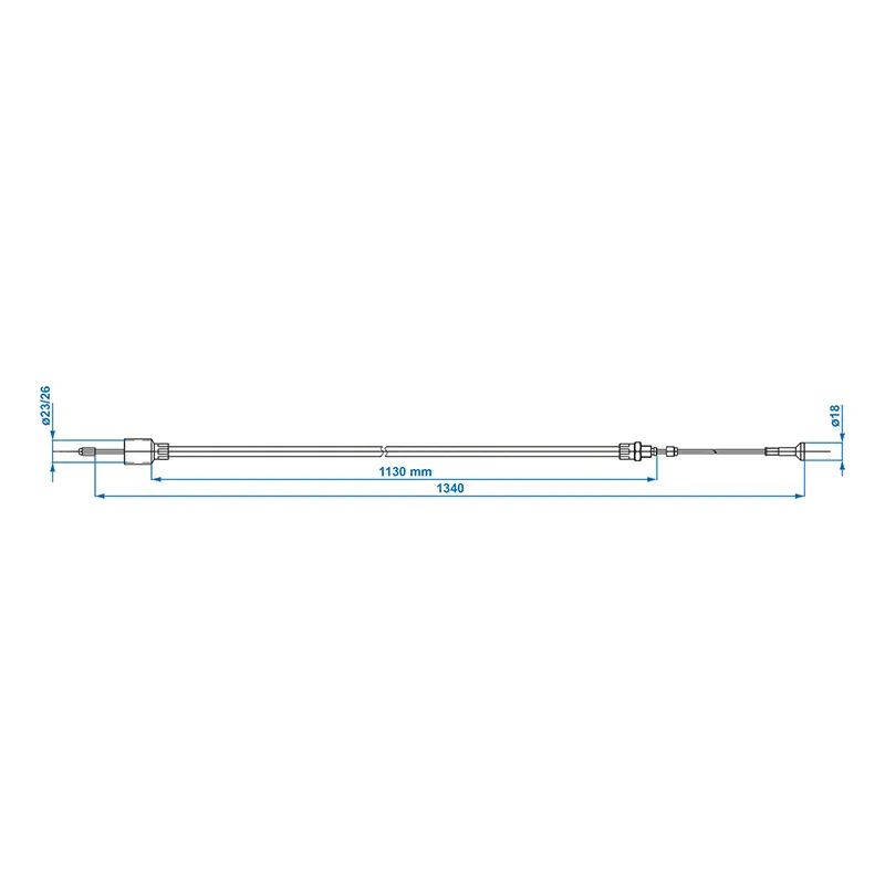 Bremsewire 1130/1340 mm – Flens - hylse Ø23/26 mm (egnet for AL-KO)