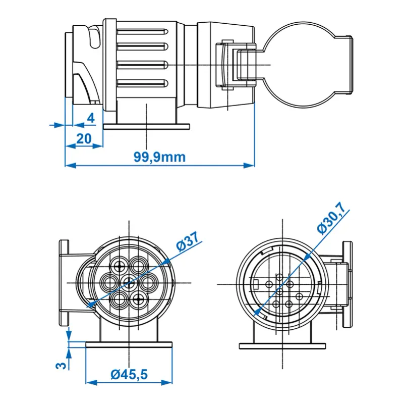 Adapter fra bil 13- til henger 7-pin